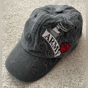 Charcoal Gray Army Embroidered Ballcap